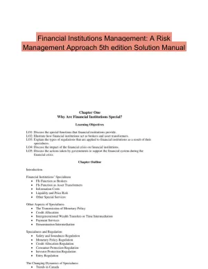 Financial Institutions Management: A Risk Management Approach 5th edition Solution Manual