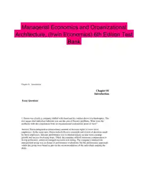 Managerial Economics and Organizational Architecture, (Irwin Economics) 6th Edition Test Bank