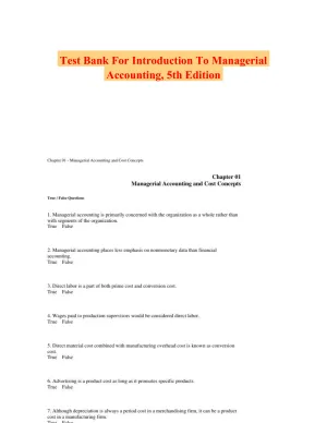 Test Bank For Introduction To Managerial Accounting, 5th Edition