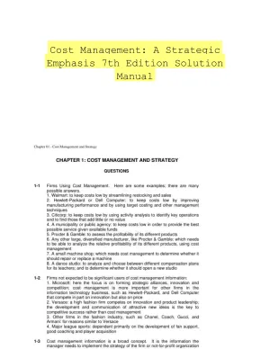 Cost Management: A Strategic Emphasis 7th Edition Solution Manual