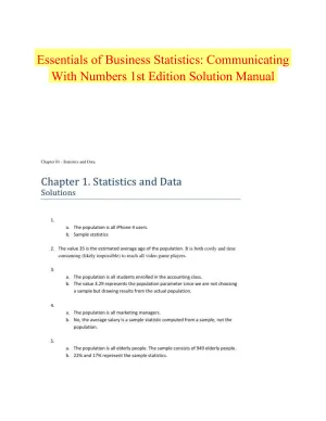 Essentials of Business Statistics: Communicating With Numbers 1st Edition Solution Manual