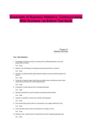 Essentials of Business Statistics: Communicating With Numbers 1st Edition Test Bank