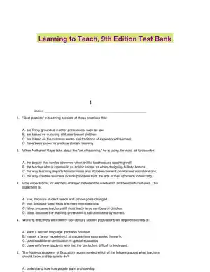 Learning to Teach, 9th Edition Test Bank