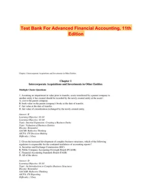 Test Bank For Advanced Financial Accounting, 11th Edition