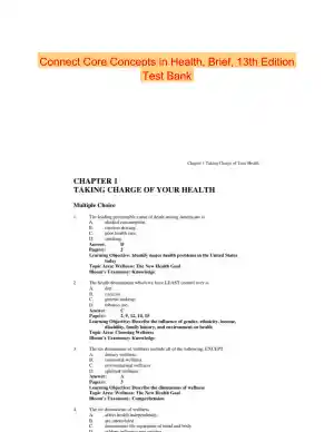 Connect Core Concepts in Health, Brief, 13th Edition Test Bank