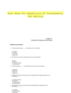 Test Bank For Essentials Of Investments, 9th Edition