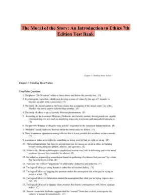 The Moral of the Story: An Introduction to Ethics 7th Edition Test Bank