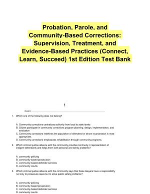 Probation, Parole, and Community-Based Corrections: Supervision, Treatment, and Evidence-Based Practices (Connect, Learn, Succeed) 1st Edition Test Bank