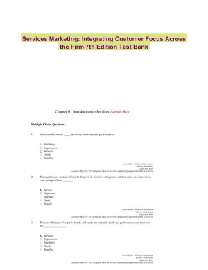 Services Marketing: Integrating Customer Focus Across the Firm 7th Edition Test Bank