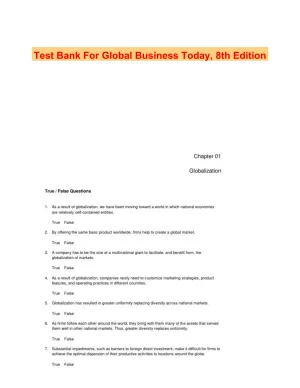 Test Bank For Global Business Today, 8th Edition