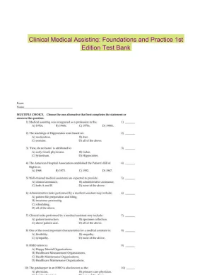 Clinical Medical Assisting: Foundations and Practice 1st Edition Test Bank