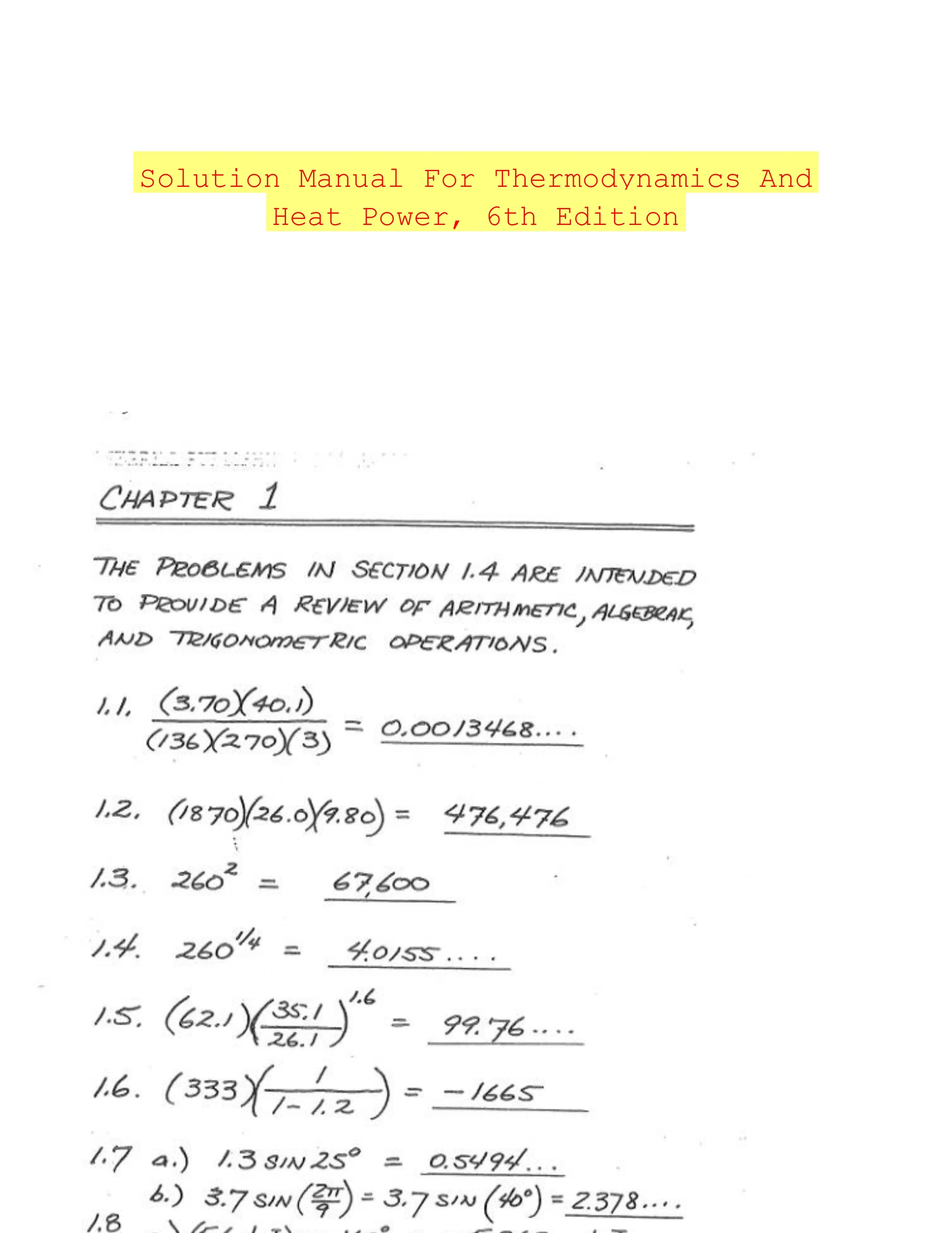 Solution Manual For Thermodynamics And Heat Power, 6th Edition