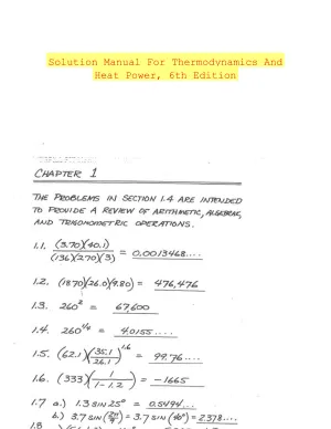 Solution Manual For Thermodynamics And Heat Power, 6th Edition