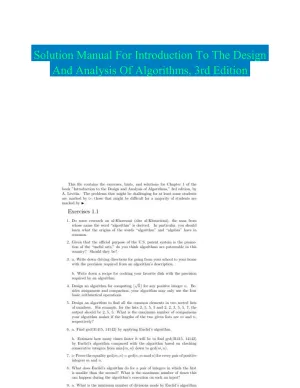 Solution Manual For Introduction To The Design And Analysis Of Algorithms, 3rd Edition
