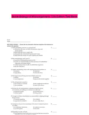 Brock Biology of Microorganisms 12th Edition Test Bank