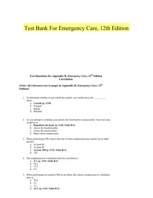 Test Bank For Emergency Care, 12th Edition