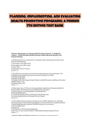 Planning, Implementing, and Evaluating Health Promotion Programs: A Primer 7th Edition Test Bank