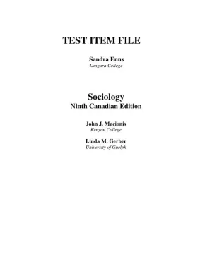 Sociology, Ninth Canadian Edition Test Bank