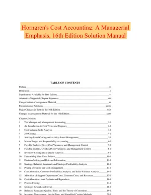 Horngren's Cost Accounting: A Managerial Emphasis, 16th Edition Solution Manual