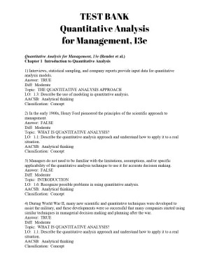 Quantitative Analysis for Management 13th Edition Test Bank