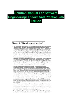 Solution Manual For Software Engineering: Theory And Practice, 4th Edition
