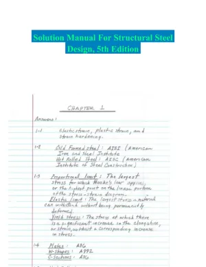 Solution Manual For Structural Steel Design, 5th Edition