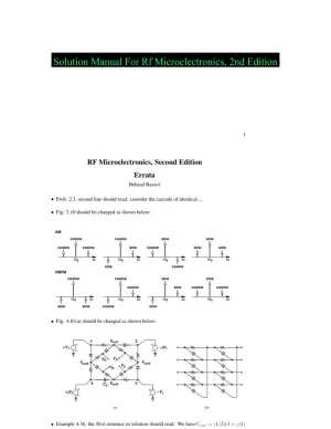 Solution Manual For Rf Microelectronics, 2nd Edition