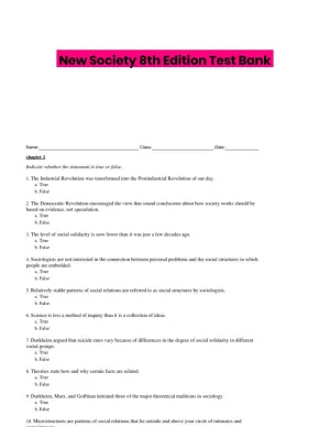 New Society 8th Edition Test Bank