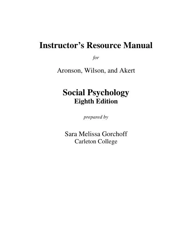 Test Bank For Social Psychology, 8th Edition