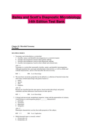 Bailey and Scott's Diagnostic Microbiology 14th Edition Test Bank