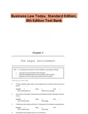 Business Law Today, Standard Edition, 9th Edition Test Bank
