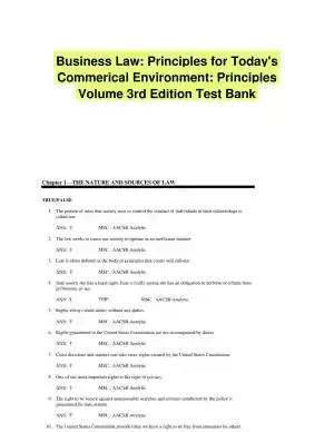 Business Law: Principles for Today's Commerical Environment: Principles Volume 3rd Edition Test Bank