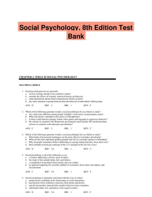 Social Psychology, 8th Edition Test Bank