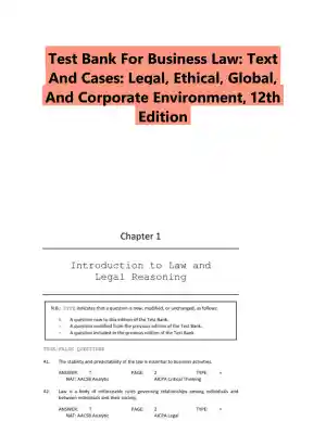 Test Bank For Business Law: Text And Cases: Legal, Ethical, Global, And Corporate Environment, 12th Edition
