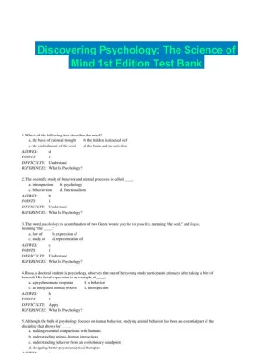 Discovering Psychology: The Science of Mind 1st Edition Test Bank