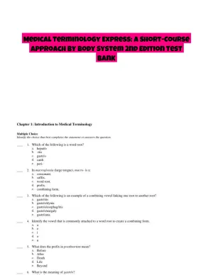 Medical Terminology Express: A Short-Course Approach by Body System 2nd Edition Test Bank