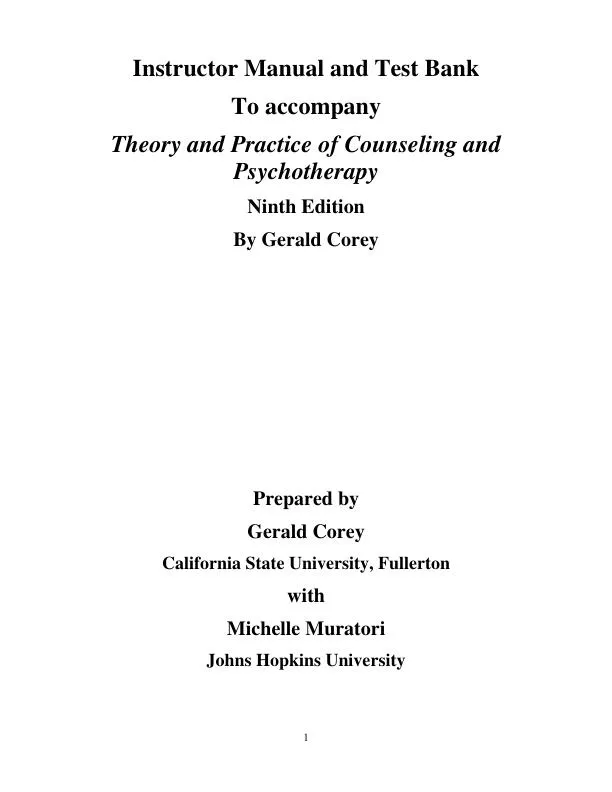 Test Bank For Theory And Practice Of Counseling And Psychotherapy, 9th Edition