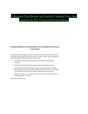 Analyzing Equilibrium And Socially Optimal Price And Quantity In The Presence Of Externalities
