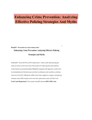 Enhancing Crime Prevention: Analyzing Effective Policing Strategies And Myths