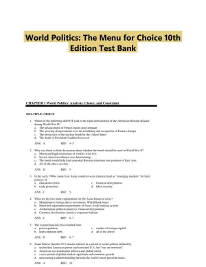 World Politics: The Menu for Choice 10th Edition Test Bank