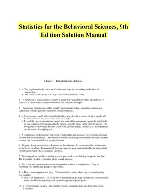 Statistics for the Behavioral Sciences, 9th Edition Solution Manual