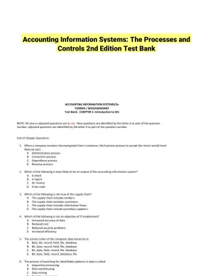 Accounting Information Systems: The Processes and Controls 2nd Edition Test Bank