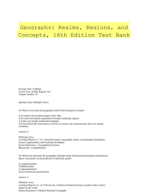 Geography: Realms, Regions, and Concepts, 16th Edition Test Bank