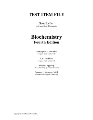 Biochemistry, 5th Edition Test Bank
