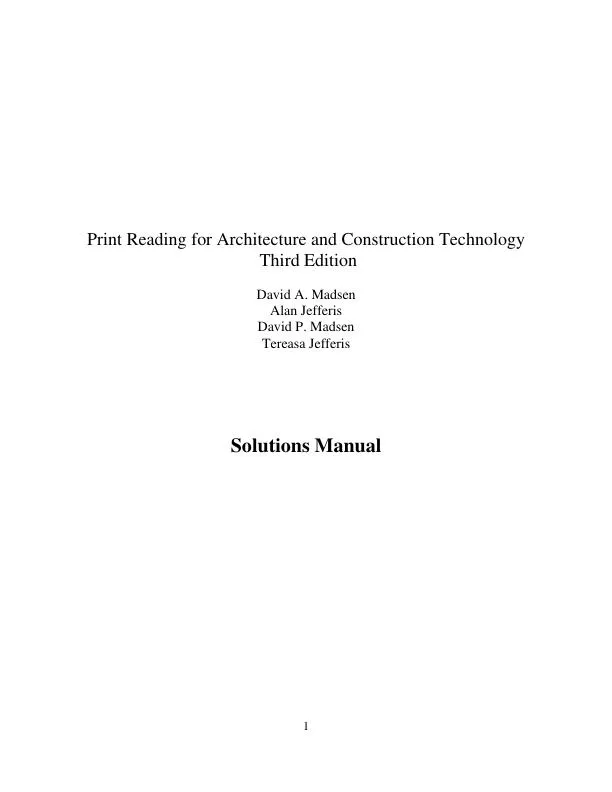 Print Reading for Architecture and Construction Technology 3rd Edition Solution Manual