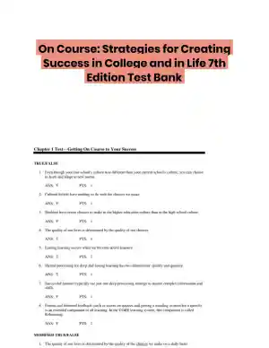 On Course: Strategies for Creating Success in College and in Life 7th Edition Test Bank