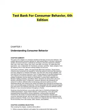 Test Bank For Consumer Behavior, 6th Edition
