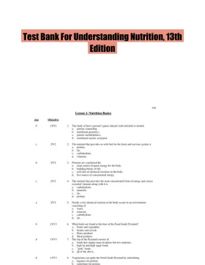 Test Bank For Understanding Nutrition, 13th Edition