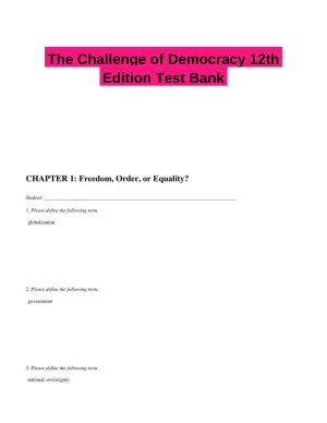 The Challenge of Democracy 12th Edition Test Bank