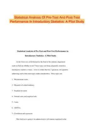 Statistical Analysis Of Pre-Test And Post-Test Performance In Introductory Statistics: A Pilot Study